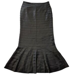 Veronique Young Skirt Womens 12 Black Trumpet Long Satin Lined Zip Formal